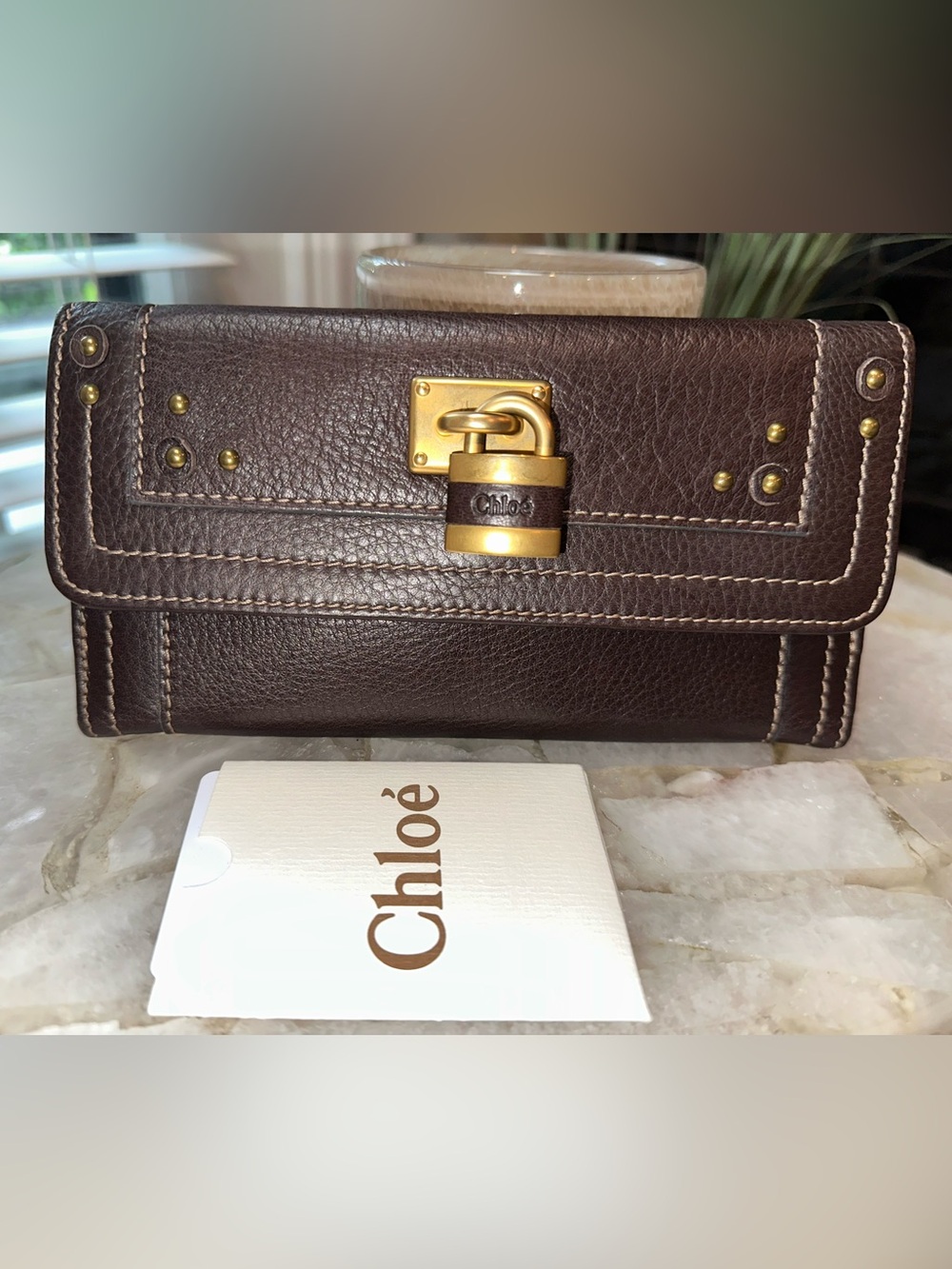 Chloé Paddington Leather Continental Wallet w/ Key | Chocolate Brown | Pristine